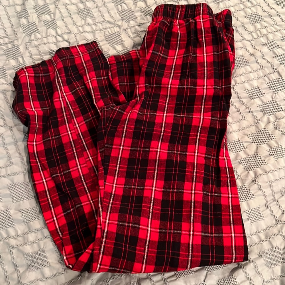 Red and black pajama pants